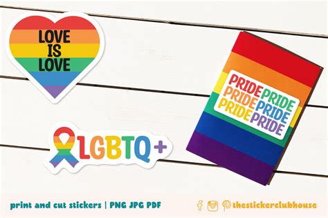 Printable Pride Stickers Lgbtq Sticker Bundle Queer Stickers Rainbow Stickers Gay Cricut Print