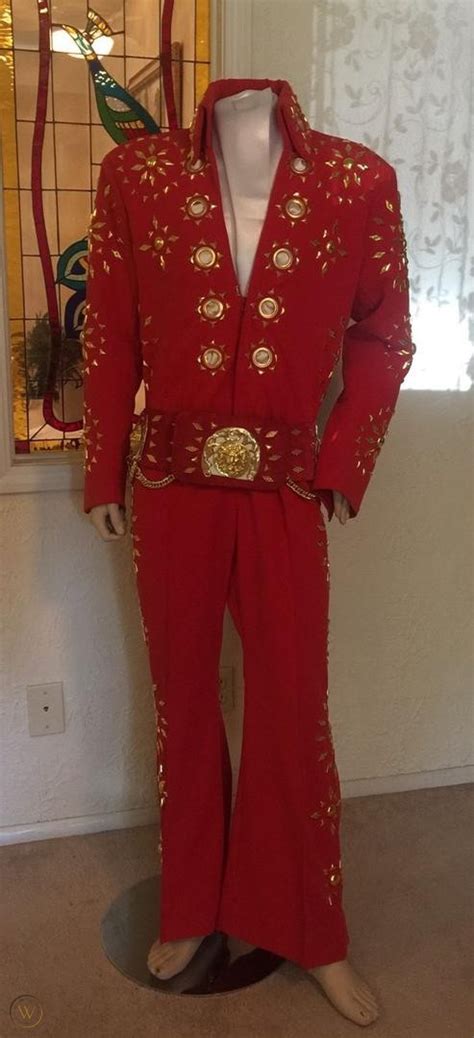 Elvis Presley Jumpsuit Red Burning Love With Belt 1869830953