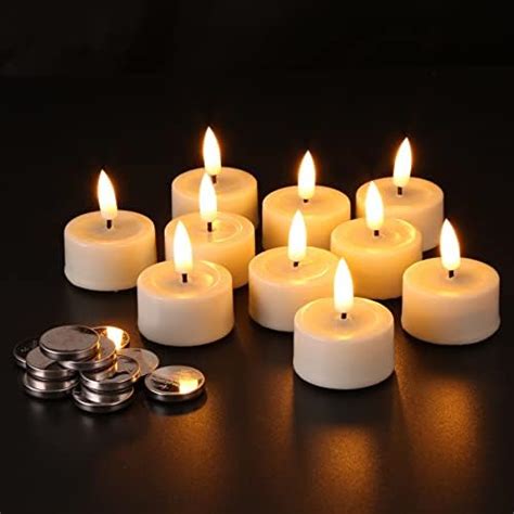 Eywamage Ivory Flameless Led Tealights With Timer Real Wax Flickering Battery Tea Votive