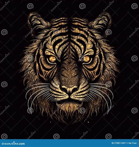 Tiger Head Hand Drawn Illustration For T Shirt Print Or Poster Stock