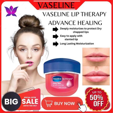 Best Seller Vaseline Lip Therapy Rosy Lips Natural Plant Organic Lip