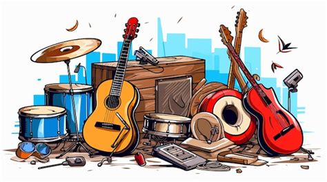 Cartoon Vector Illustration Of Puerto Rican Musical Instruments