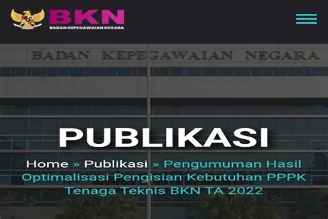 Silahkan Disimak Pengumuman Optimalisasi Kebutuhan Pppk Teknis Bkn Ta