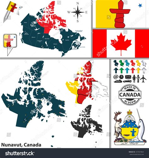 Vector Map State Nunavut Coat Arms Stock Vector (Royalty Free ...