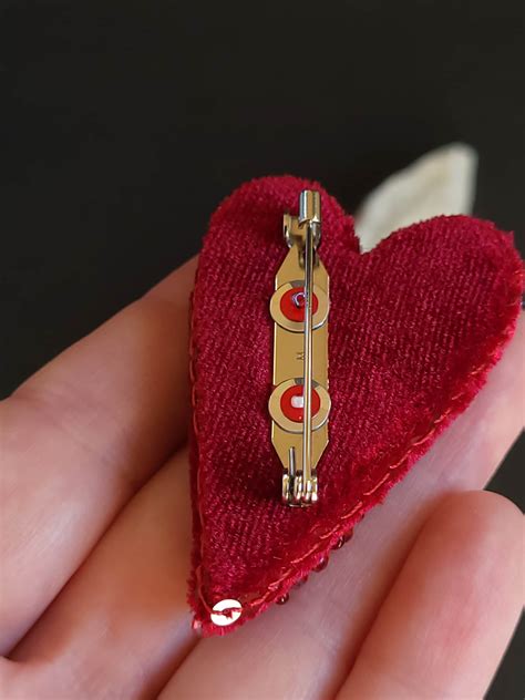 Handmade Heart Dark Red Embroidery Beaded Brooch Pin Red Etsy