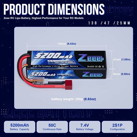 Zeee 7 4V 5200mAh 2S Lipo Battery Deans 50C For RC Car Truck RC UAV