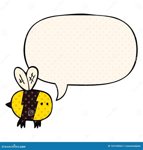 A Creative Cartoon Bee And Speech Bubble In Comic Book Style Stock