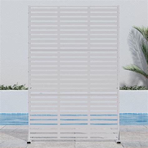 72 in. H x 47 in. W White Outdoor Metal Privacy Screen Garden Fence Wall Applique HD-TJS232 ...