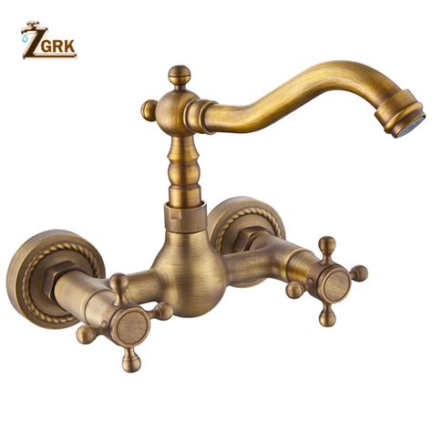 Zgrk 360 Swivel Antique Brass Bathroom Basin Sink Mix Tap Bathtub Dual