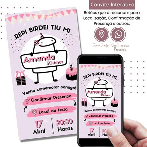 Convite Flork Bento Digital Interativo Botes Whatsapp Elo