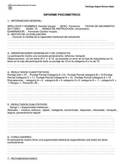 Informe Test De Raven General Pdf Sicología Ciencia Cognitiva