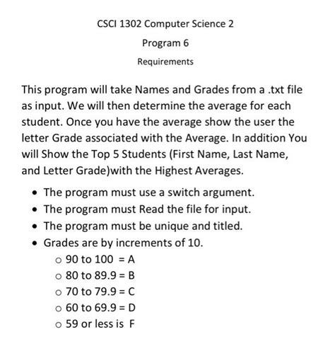 Solved Csci 1302 Computer Science 2 Program 6 Requirements