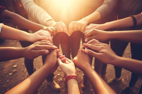 Premium Photo Heart Hands As A Group Of Diverse People Hands