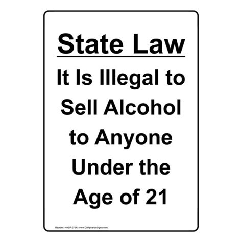 White Vertical Sign State Law It Is Illegal To Sell Alcohol