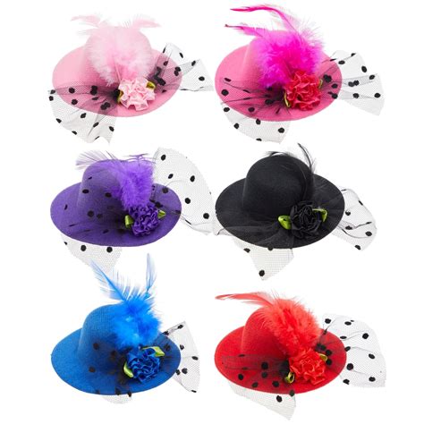 6 Pieces Mini Tea Party Hats For Women Clip On Design Fancy Hair Fascinators For Women And