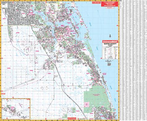 Martin County WALL Map, Florida, America.