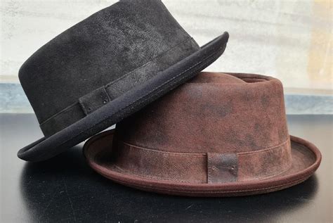 Pork Pie Hat Vintage 100 Sheepskin Leather Pork Pie Hat Etsy Uk