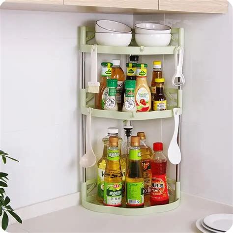 Bathroom Organizer Plastic Triangle Corner Shelf Kitchen Storage Spice