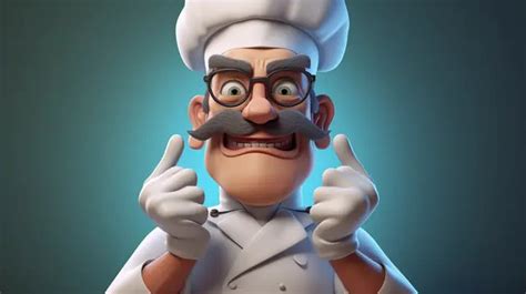 Cartoon Style 3d Illustration Of A Chef Donning Gloves And A Mask ...