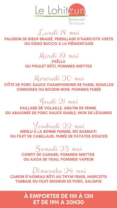 Menu At H Tel Restaurant Donibane Saint Jean De Luz