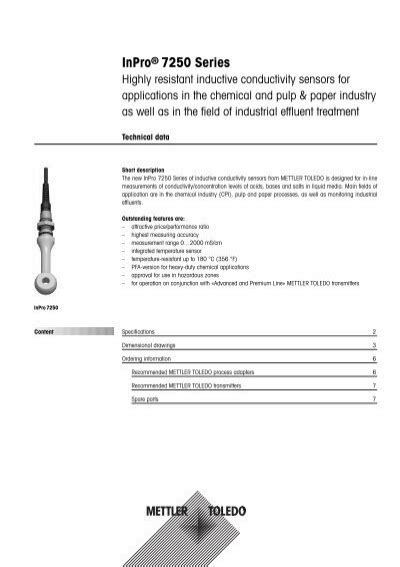 InPro 7250 Series Mettler Toledo