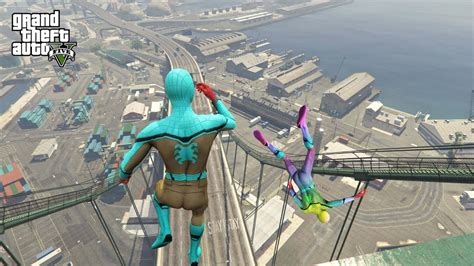 Gta Rainbow Spiderman Jumping Off Highest Buildings Euphoria