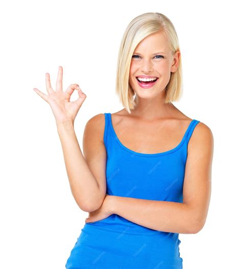 Premium Photo Happy Woman Portrait Smile And Ok Sign For Perfection