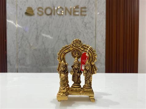 Golden Plain Polished Brass Ram Darbar Statue For Temple Home Office