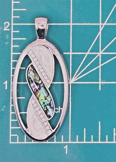 Lia Sophia Abalone Necklace Silver Shell Pendant Jewelry Crystals