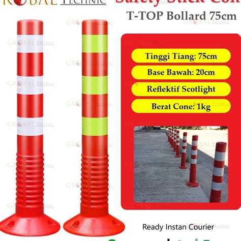 Jual Original Safety Stick Cone T Top Bollard Rubber Pembatas Jalan