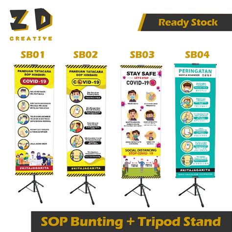 COVID 19 SOP Bunting Banner Printing With Tripod Stand Size 2ft X 6ft