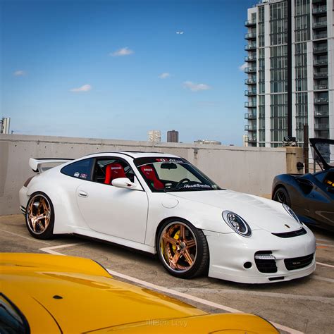 White Porsche 911 On Gold Wheels BenLevy