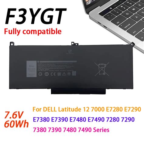 F3YGT Laptop Battery For Dell 7480 2X39G Latitude 7480 7390 7280 7290