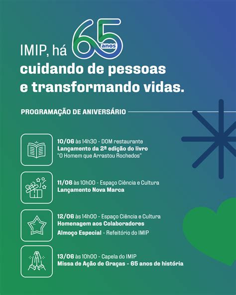 Imip | Aniversário do IMIP: confira a nossa programação