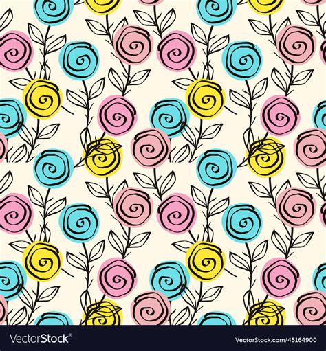 Roses Spring Seamless Pattern With In Nude Tones Vector Image