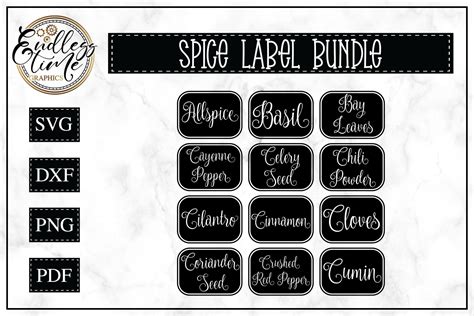 Spice Jar Label Svg Cut File Bundle