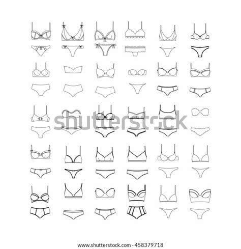 Hand Drawn Vector Lingerie Set Bra Stock Vektorgrafik Lizenzfrei