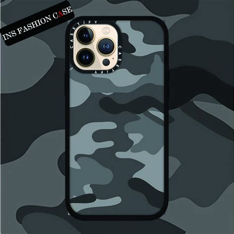 Casetify X Grey Camouflage Black Color Transparent Iphone Case For