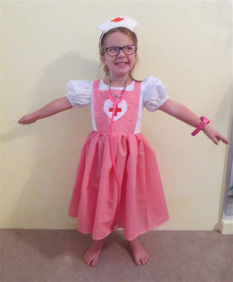 Cute Girls Candy Striper Nurse Costume Dress And Headband Etsy