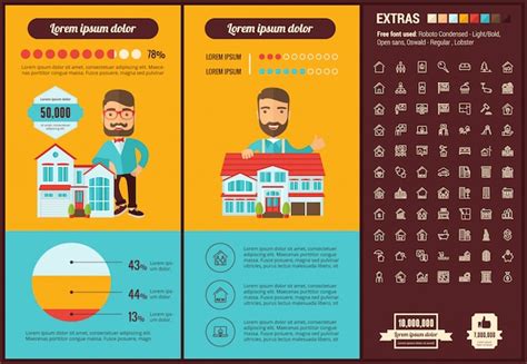 Infographic Schablone Und Ikonen Flachen Designs Der Immobilien