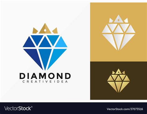 Crown Diamond Jewellery Logo Design Abstract Vector Image