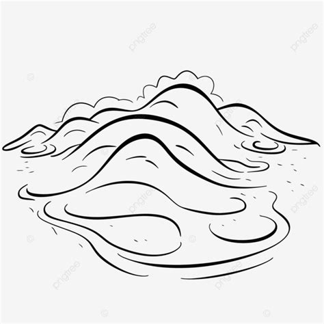 Outline Drawing Of Mountains Under The Sea Sketch Vector Sand Dune