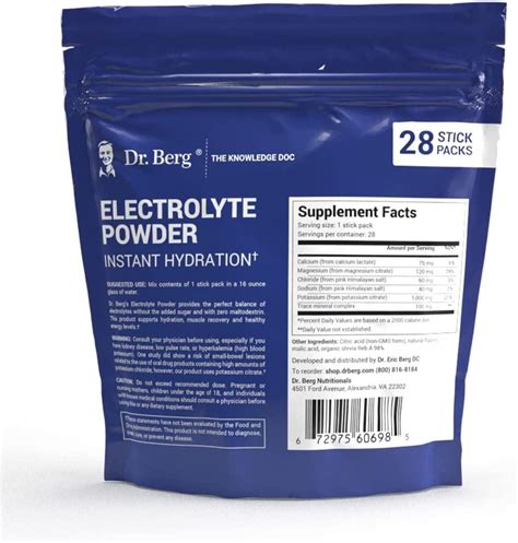 Dr. Berg's Electrolytes Powder Packets - Travel Size Electrolyte ...