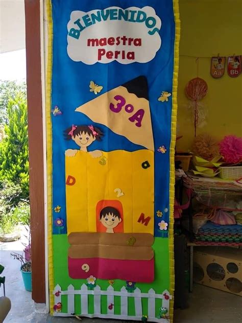 Puerta Decorada De Bienvenidos Decoraciones Escolares Manualidades