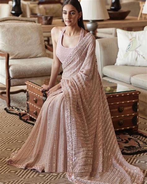 Pretty Light Pink Color Heavy Sequence Work Party Wear Saree