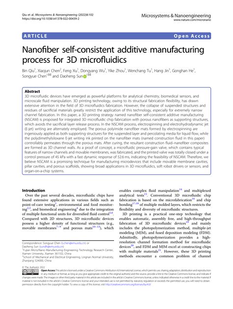 PDF Nanofiber Self Consistent Additive Manufacturing Process For 3D