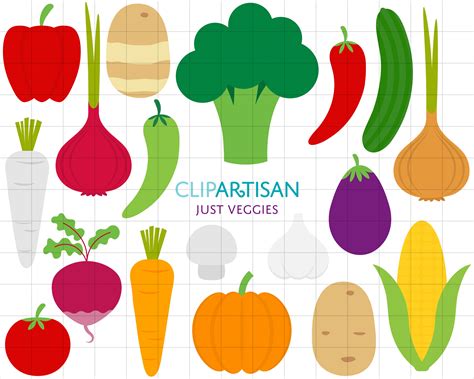 Vegetables Clipart Veggies Clip Art Broccoli Carrot Onion Etsy Uk