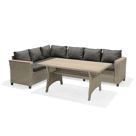 Conjunto De Jardim Sof De Canto E Mesa De Jantar Em A O E Rattan