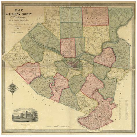 Allegheny County Pennsylvania 1851 Old Map Reprint OLD MAPS