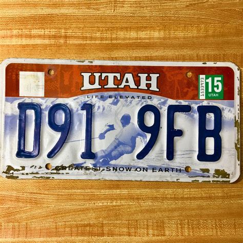 2015 Utah License Plate D91 9fb License Plate Utah Plates